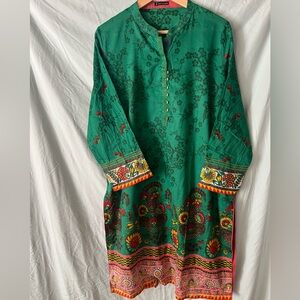 J. Junaid Jamshed 3 pc Elegant Green Floral kameez shalwar dupatta size XXL 18